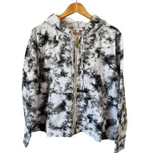 Skinny Girl Tie Dye Zip Sweatshirt Hoodie 1X Black White Casual Comfort Street